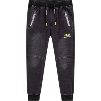 CK0924 chlapecké zateplené riflové tepláky černé