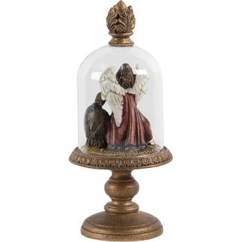 Clayre & Eef Hnědo-zlatý skleněný betlém na podstavci s ozdobou Ø 9*21 cm