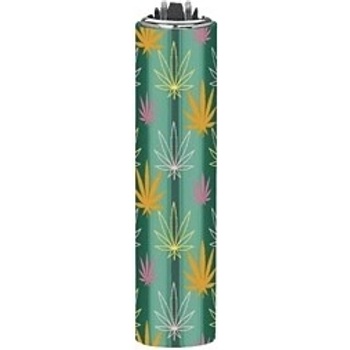 Clipper Kovový s konopnými listy Zelený kov a list