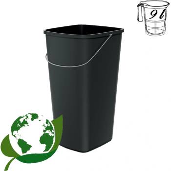 Compacta Odpadkový koš Q FLAP basic recyklovaný černý, 9 l