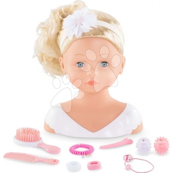 Corolle Kadeřnická hlava na česání Styling Head s jemnými blond vlasy 25 cm a 10 doplňků