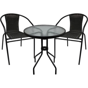 Crossheim C25001 Zahradní balkónový set 2+1 Miami Rattan PE černý