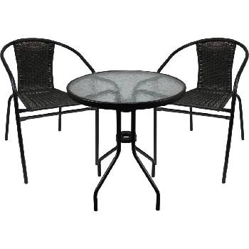 Crossheim C25001 Zahradní balkónový set 2+1 Miami Rattan PE černý