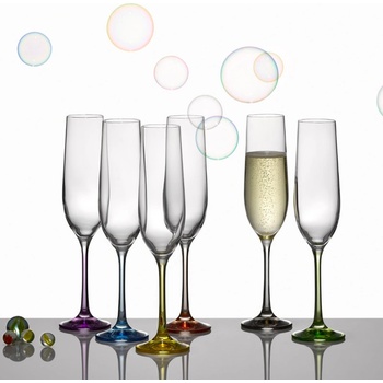 Crystalex Sklenice Crystal na šumivé víno Viola Rainbow 190ml 6ks