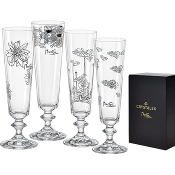 Crystalex Sklenice na sekt By Mucha 4 x 205 ml