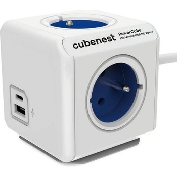 Cubenest PowerCube Extended USB A+C PD 20 W 1,5 m modrá