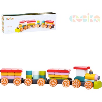 Cubika 13319 Vláček tři vagony dřevěná skládačka 35 dílů