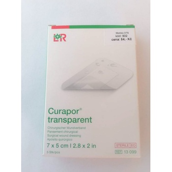 Curapor Transparent sterilní náplast 7 x 5 cm 5 ks