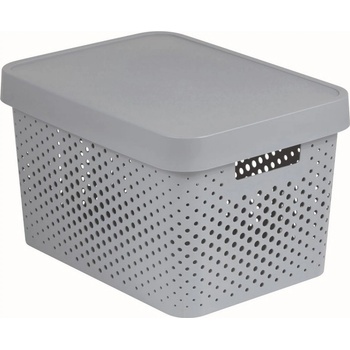 Curver Úložný box s víkem a puntíky Infinity 17 l šedá