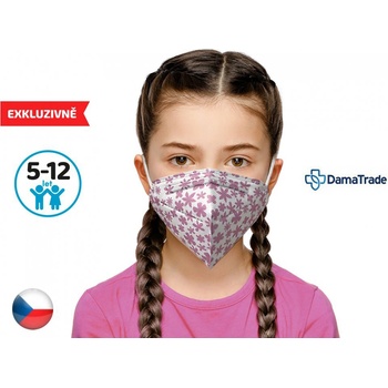 Dama Trade respirátor FFP2 vhodný pro děti Růžové kytky 10 ks