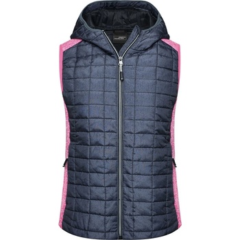 Dámská prošívaná vesta JN767 růžový melír / antracitový melír