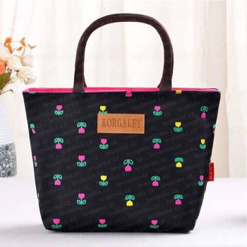 Dámská taška plážová kytka černá