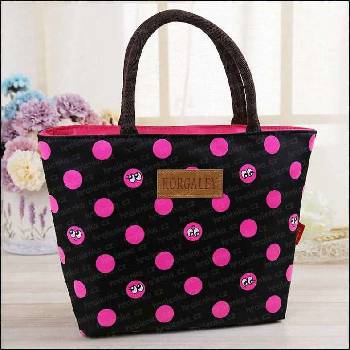 Dámská taška plážová puntík černo-růžová oči