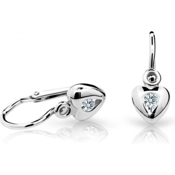 Danfil dětská srdíčka C1556 z bílého zlata s kamínkem White zapínání brizura