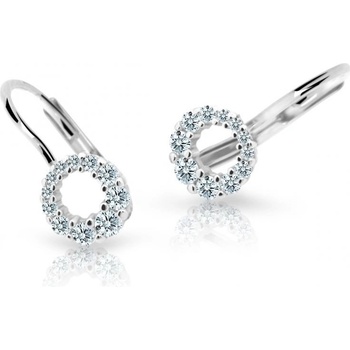 Danfil dětské náušnice C2154 z bílého zlata s kamínky White zapínání klapka