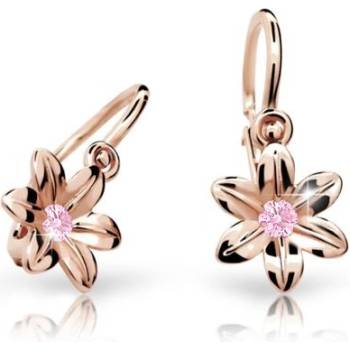 Danfil dětské náušnice kytičky C1993 z růžového zlata s kamínkem Pink zapínání brizura