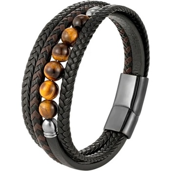 Daniel Dawson pánský náramek Berto tygří oko ocel kůže NR2262-L20290/21 Černá