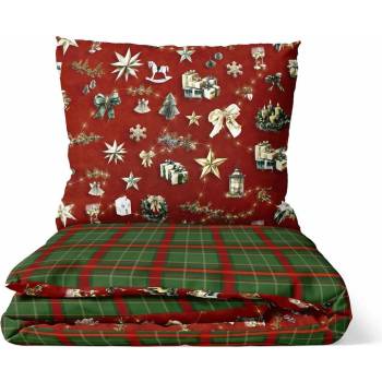 Darré bavlna povlečení Kouzlo Vánoc jasně červené duo 140x200 70x90