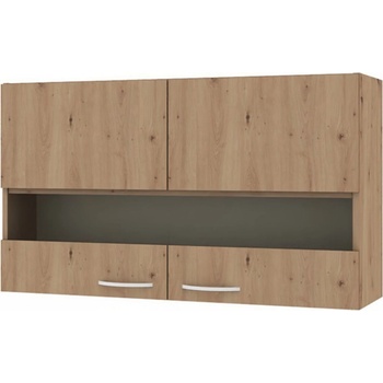 DECODOM Skříňka kuchyňská Nela H 100 Z, horní, 2x dvířka zasklená, dub artisan