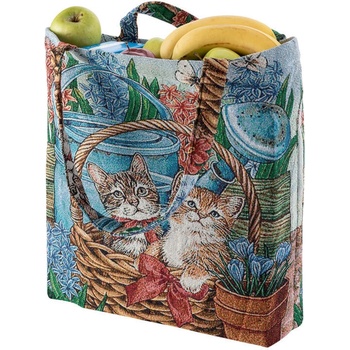 decoDoma Textilní nákupní taška KOČKY V KOŠÍKU