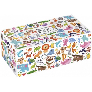 Deluxo papírové kapesníčky v krabičce 3-vrstvé zvířátka 150 ks
