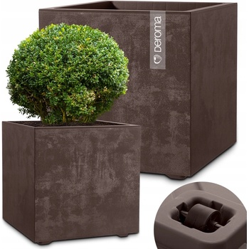DEROMA KVĚTINÁČ KVĚTINÁČ EFEKT BETONU NA KOLEČKÁCH 49 CM CUBO MILLENNIUM HNĚDÝ