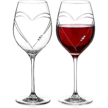 Diamante Swarovski Sklenice na víno Hearts 2 x 470 ml