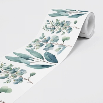 DIMEX SBD-15-002 Vliesová samolepicí bordura Eukalyptus, rozměry 15 cm x 5 m