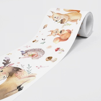 DIMEX SBD-15-008 Vliesová samolepicí bordura Lesní kamarádi, rozměry 15 cm x 5 m