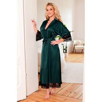 Dlouhý saténový župan Sumatra zelený