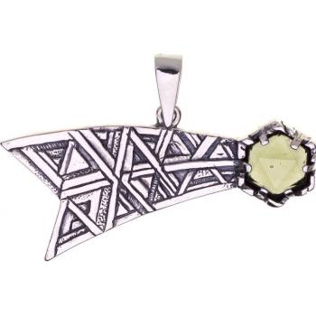 Drakkaria COMETA stříbrný přívěsek s vltavínem P37713