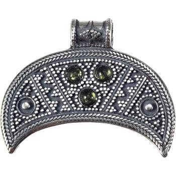 Drakkaria LUNICE středověký stříbrný přívěsek s vltavínem P42322