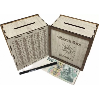 Dřevěná pokladnička škrtací fixa Až se něco posere