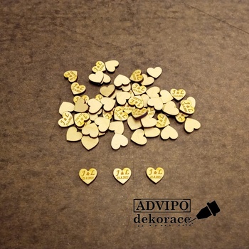 Dřevěná srdíčka na vývazky 1ks - šířka 15mm