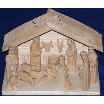 Dřevěný ručně vyřezávaný betlém varianta 14a1
