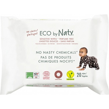 Eco by Naty Babycare Vlhčené ubrousky bez vůně - pro citlivou pokožku 20 ks