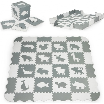 Ecotoys Pěnová puzzle podložka Animals šedá 36 kusů