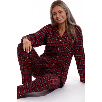 Elegantní červeně kárované dámské z flanelu teplé 1DF0017
