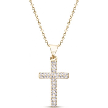 Ellami Pozlacený řetízek 14k s křížkem a zirkony 3002131
