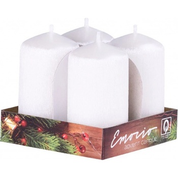 Emocio adventní válec 4ks 4 x 75 mm Drápané perla bílá