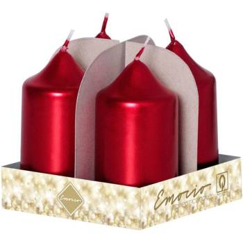 Emocio adventní válec 4ks 4 x 75 mm Metal červené