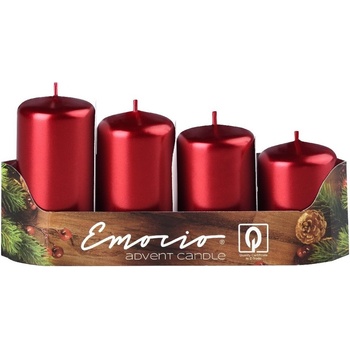 Emocio Metalik adventní stupně průměr 4 cm červené 4 ks