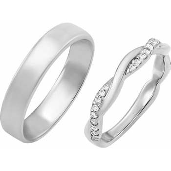 Eppi Dámský eternity prsten s diamanty a pánský komfortní snubní prsten Malea RW35725