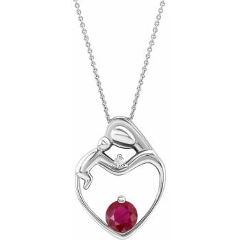 Eppi Přívěsek matka a dítě s rubínem a diamantem Ella P35706