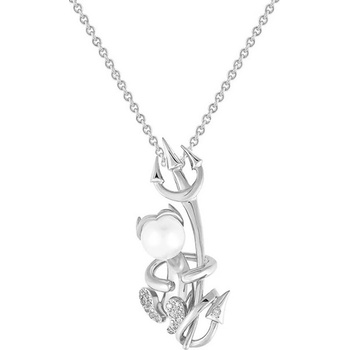 Eppi Stříbrný čert s perlou a lab grown diamanty Devil P44311