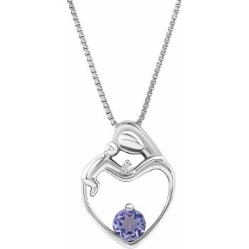 Eppi Stříbrný přívěsek matka a dítě s tanzanitem a diamantem Ella P35929
