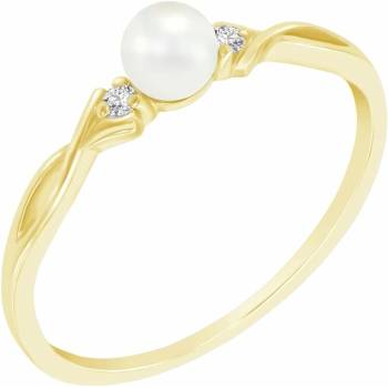 Eppi Stříbrný prsten s perlou a lab grown diamanty Azana R44326