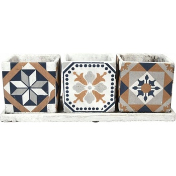 Esschert Květináč beton modrý, šedý, žlutý Design 36 x 13,3 x 12,6 cm