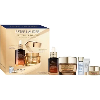 Estée Lauder Best Seller Skincare noční sérum 30 ml + krém 30 ml + pleťová voda 7 ml + podkladová báze 5 ml + oční balzám 3 ml dárková sada