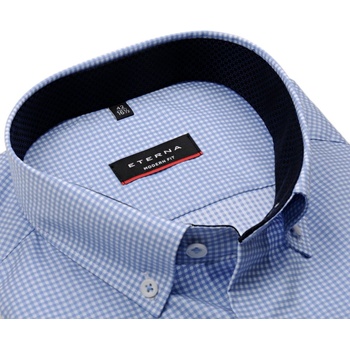 Eterna Modern Fit Fine Oxford košile s tmavě modrým vnitřním límcem manžetou a légou světle Modrá